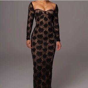JLUXLABEL Black Lace Sweetheart Dress